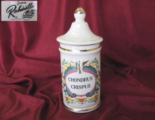 1950s Vintage Jeanne Robinette Hand Painted Large Porcelain Apothecary Jar