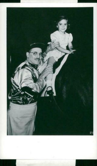 Groucho Marx Helps His Daughter Melinda To Ride A Horse - Vintage Photo