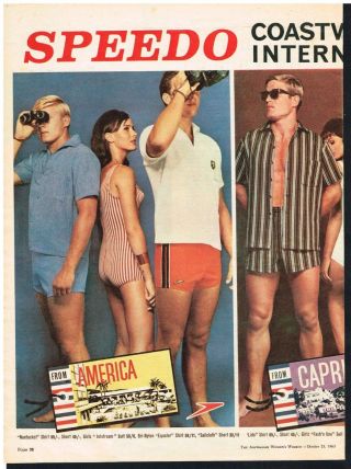 Speedo Ad Beach Fashion Coast Wear Advert 1960s Vintage Print Ad Retro