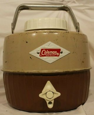 Vintage Coleman Water Jug,  Brown & Tan,  Usable For Summer Camping,  Picnics