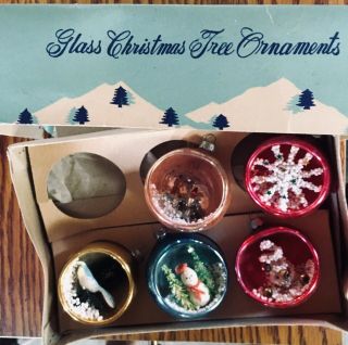 Vintage Shiny Brite Glass Christmas Diorama Ornaments - 08606