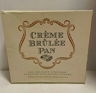 Vintage Crème Brulee Pan,  Rack & 3 Porcelain Cups By Apilco France -