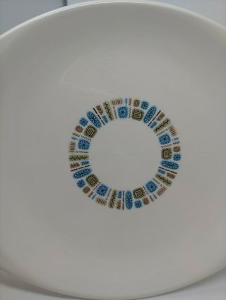 Vintage MCM Canonsburg Pottery Temporama Atomic Blue Oval Serving Platter 13 in 2