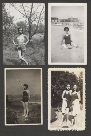 Lqqk 4 Vintage 1940s/50s Originals,  Pretty Swimsuit Girls Next Door 45