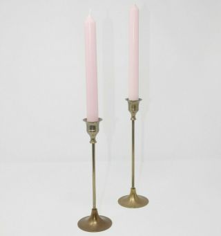 Set Of 2 Vintage Brass Tiered Candle Holders With Patina Home Decor Candlesticks