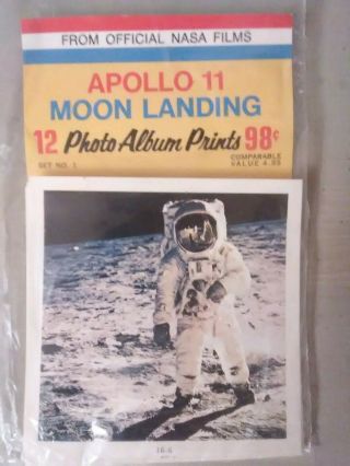 Vintage Set Of 12 Apollo 11 Moon Landing Photo Album Prints Official Nasa - -