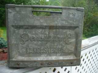 Vintage Metal Pensupreme Dairy Milk Crate Lancaster Pa Pinkerton 