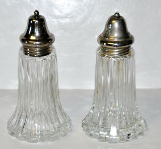 Vintage Salt And Pepper Shakers Elegant Glassware With Chrome Tops 5 1/2 " Tall