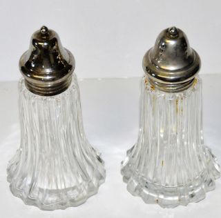 Vintage Salt and Pepper Shakers Elegant Glassware With Chrome Tops 5 1/2 