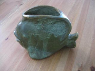 Vintage Pottery Sun Fish Planter Vase Mottled Green Dryden? 2