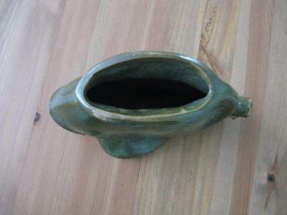 Vintage Pottery Sun Fish Planter Vase Mottled Green Dryden? 3