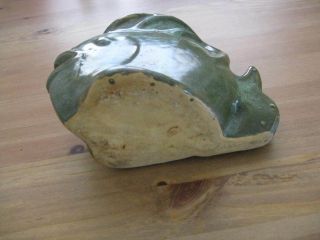 Vintage Pottery Sun Fish Planter Vase Mottled Green Dryden? 7