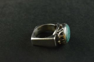 Vintage Sterling Silver Turquoise Stone Square Dome Ring - 10g 3