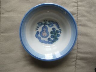 Vintage M A Hadley Pear & Grape Design 4 1/2 " Diameter Bowl - Blue -