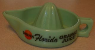 Vintage Jadite Orange Juicer Reamer DRINK FLORIDA ORANGE JUICE 2