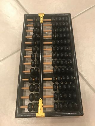 Vintage black wood Abacus Lotus Flower Brand 91 beads 13 rods made in China 3