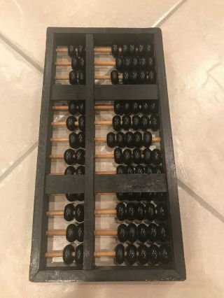 Vintage black wood Abacus Lotus Flower Brand 91 beads 13 rods made in China 4