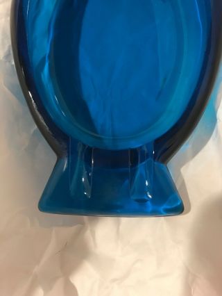 Mid Century Vintage Viking Glass Blue Bluenique Owl Ashtray Or Candy Dish 4