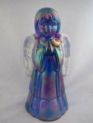 Vintage Art Glass - Fenton Iridescent 5.  75 Inch Praying Angel With Frosted Wings