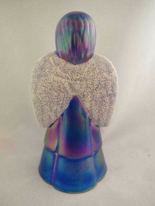 Vintage Art Glass - Fenton Iridescent 5.  75 Inch Praying Angel With Frosted Wings 2