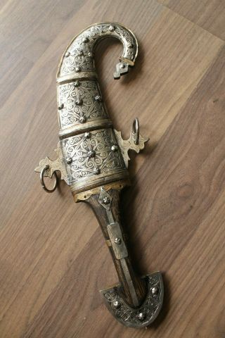 RARE Antique Vintage KHANJAR DAGGER JAMBIYA KNIFE SWORD Koummya Arabic Jambiya 2