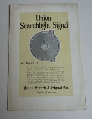 Old Vintage Union Switch & Signal Co.  - Searchlight Signal - Brochure