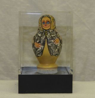 Vtg 3 Pc Miniature Russian Wood Nesting Matryoshka Doll Set Signed Hand Painted 3