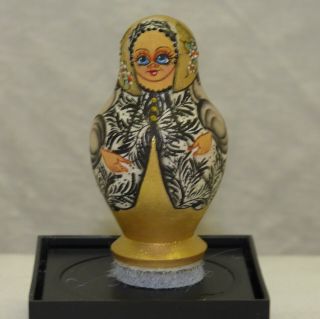 Vtg 3 Pc Miniature Russian Wood Nesting Matryoshka Doll Set Signed Hand Painted 4