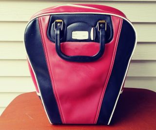 Vintage Bowling Ball Bag Carrier Craft Purse Steampunk Case Vinyl Red Black