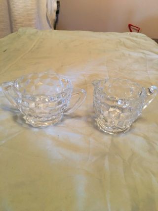 Vintage Clear Glass Cream Pitcher And Sugar Bowl