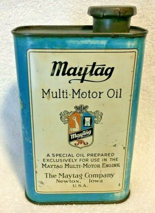 Vintage Maytag Multi Motor Oil Washing Machine Tin Can Sign Motor Engine Newton