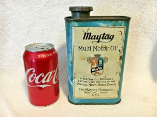Vintage Maytag Multi Motor Oil Washing Machine Tin Can Sign Motor Engine Newton 3