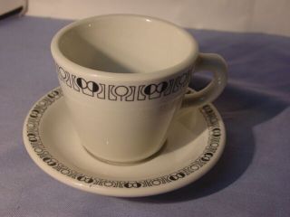 Vintage Shenango Black & White Mid Century Modern Pattern Cup & Saucer