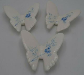 Vintage Homco Blue Roses Porcelain Ceramic Butterflies Picture Wall Hanging