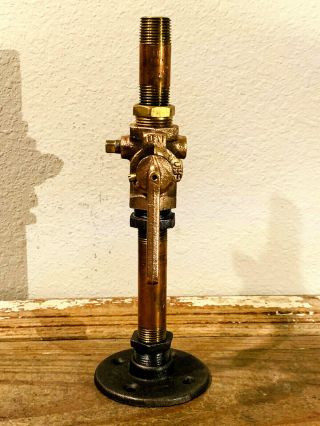 Vintage Brass Steam Valve,  Steampunk Lamp Spine,  Versatile Industrial Parts 3