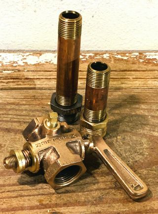 Vintage Brass Steam Valve,  Steampunk Lamp Spine,  Versatile Industrial Parts 5