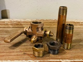 Vintage Brass Steam Valve,  Steampunk Lamp Spine,  Versatile Industrial Parts 7