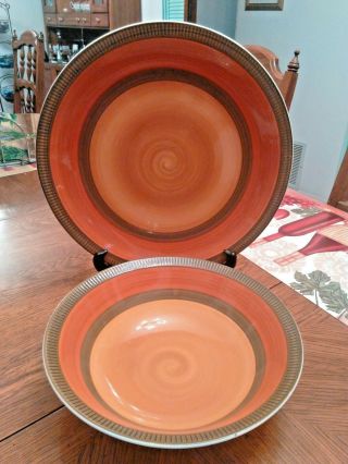 Vintage Lonento Handpainted Serving Platter W/bowl Large 4702 W/display Stand