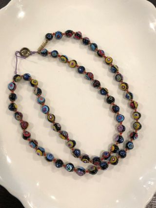 Vintage 50s Italian Millefiori Art Glass Beaded 24” Long Necklace Venice 4