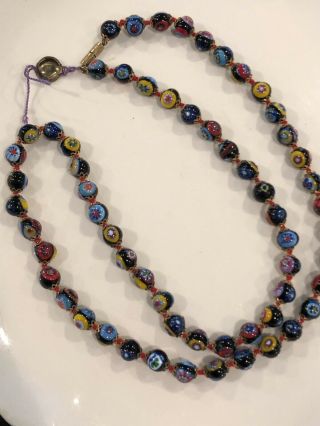 Vintage 50s Italian Millefiori Art Glass Beaded 24” Long Necklace Venice 6