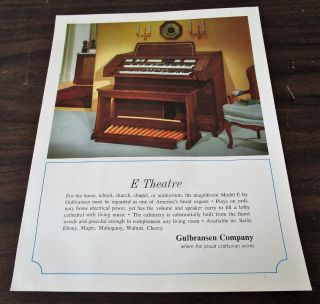 Vintage 1966 Gulbransen E Theatre Organ Dealer Brochure Pamphlet I