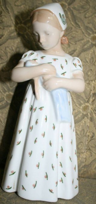 Vtg Royal Copenhagen 1721 - Mary Figurine - Girl With Baby - Doll - Denmark - 7 `/2 " Tall