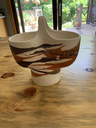 Royal Haegar Pottery Vase Planter Speckled Earth Wrap Glaze Brown Tan Vtg MCM 2