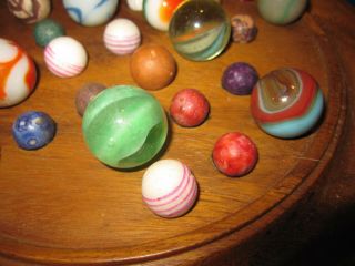 ANTIQUE/VINTAGE MARBLES WITH A BLACK WALNUT GAME BOARD IN 2