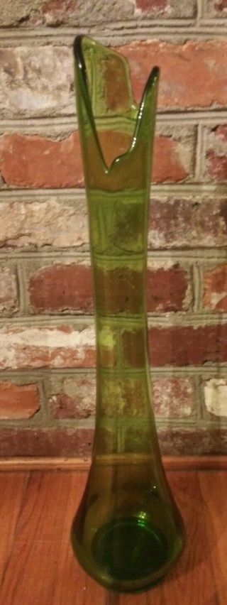 Mcm Viking Glass Green Swung Vase 21.  5 " Exc Vintage 1950s