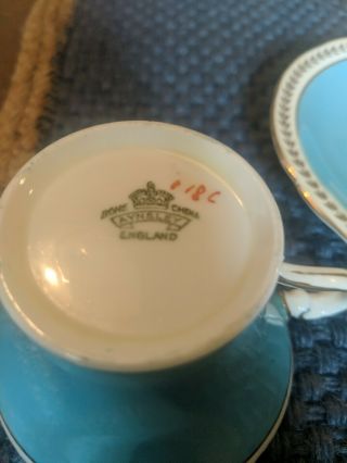 Vintage Aynsley Teal & gold Porcelain Tea Cup with Saucer 4