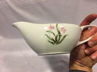 Vintage Grant Crest Pink Orchid China Gravy Boat/Oval Resting Plate Japan 4