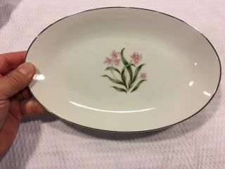 Vintage Grant Crest Pink Orchid China Gravy Boat/Oval Resting Plate Japan 5