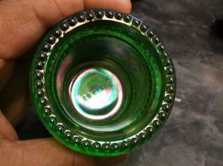 Vintage Joe St.  Clair Carnival Glass Green Holley Berry Toothpick Holder 3