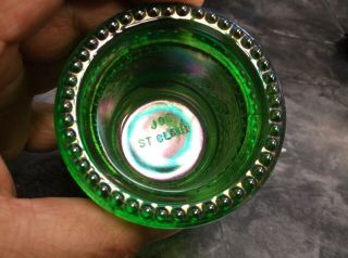 Vintage Joe St.  Clair Carnival Glass Green Holley Berry Toothpick Holder 4